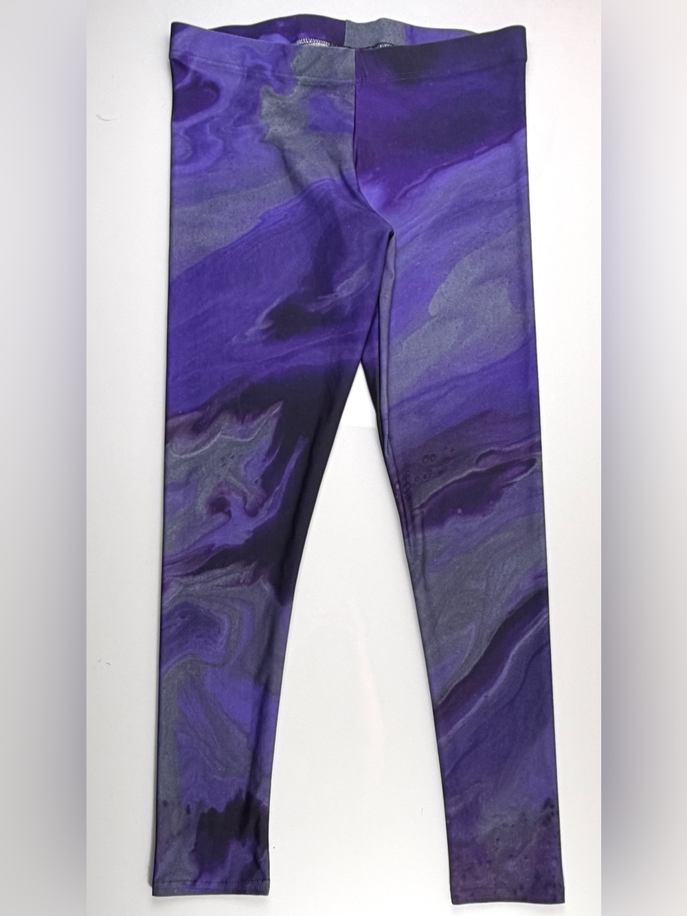 Alana Kay Art Purple & Grey Wearable Art Stretch Leggings, Sz XL